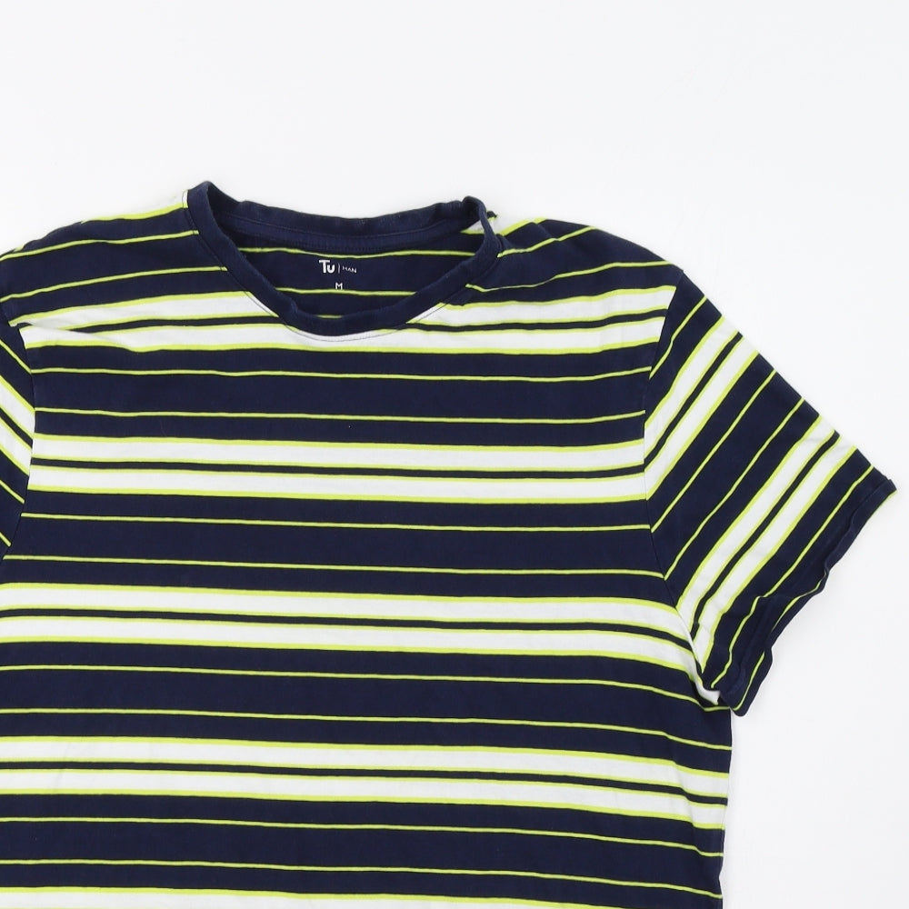 TU Mens Blue Striped   T-Shirt Size M