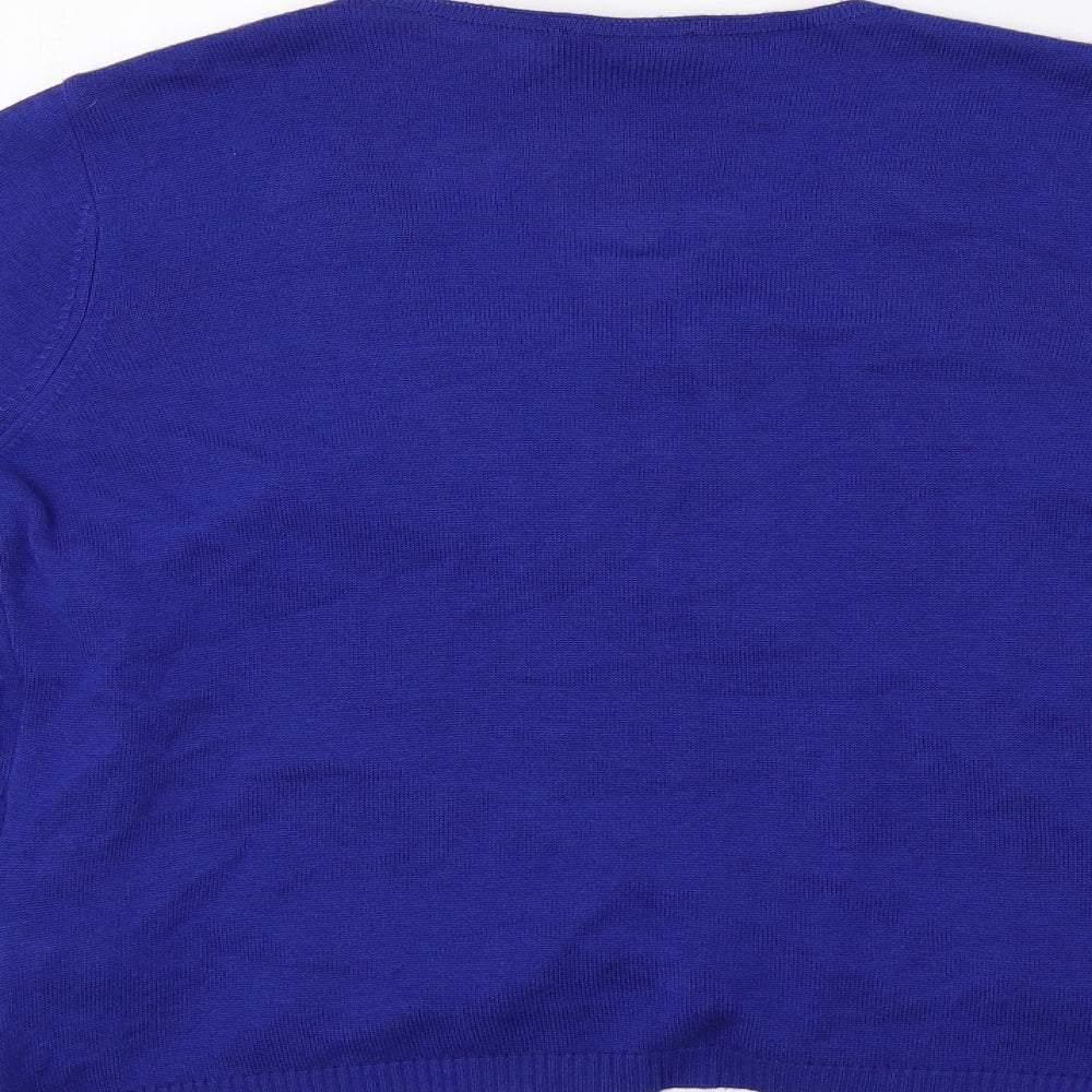 Per Una Womens Blue Geometric  Cardigan Jumper Size 14