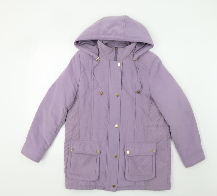 Isle Womens Purple Parka Coat Size 12