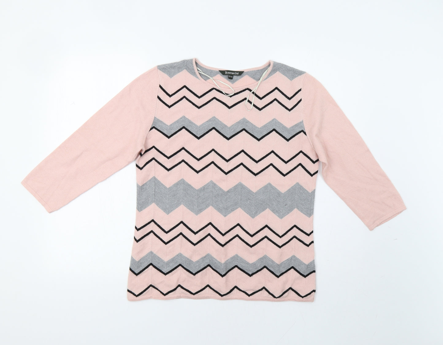 Bonmarche Womens Pink Striped  Pullover Jumper Size 12