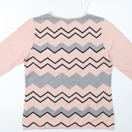 Bonmarche Womens Pink Striped  Pullover Jumper Size 12