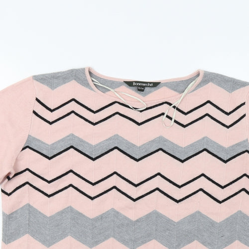 Bonmarche Womens Pink Striped  Pullover Jumper Size 12