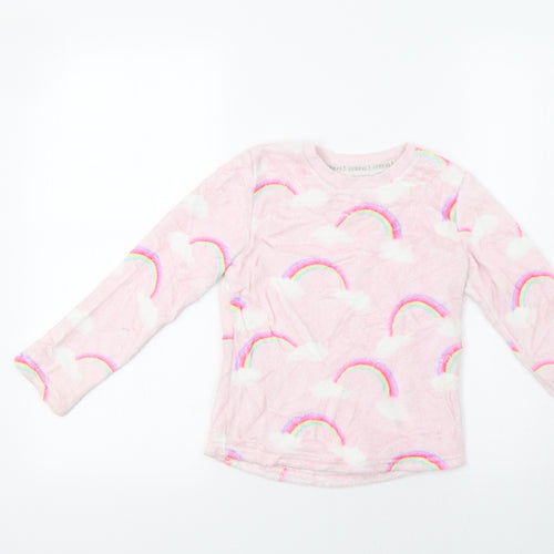 F&F Girls Pink Pinstripe  Top Pyjama Top Size 6-7 Years  - Rainbow