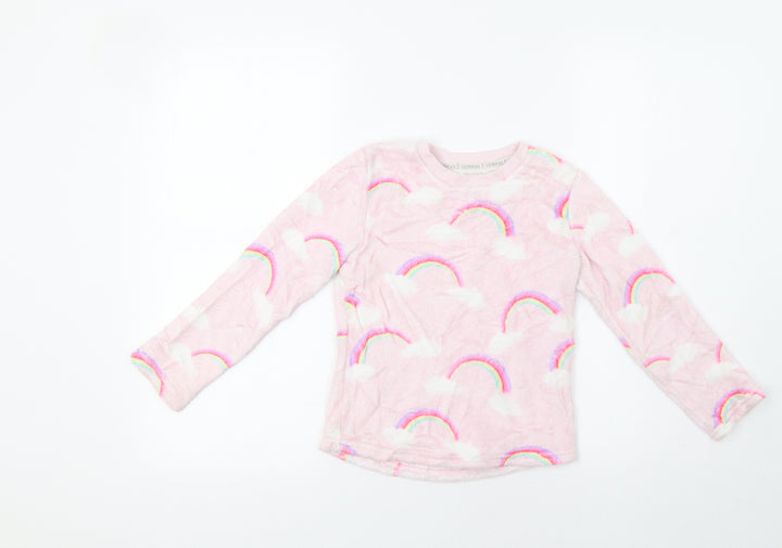 F&F Girls Pink Pinstripe Top Pyjama Top Size 6-7 Years - Rainbow