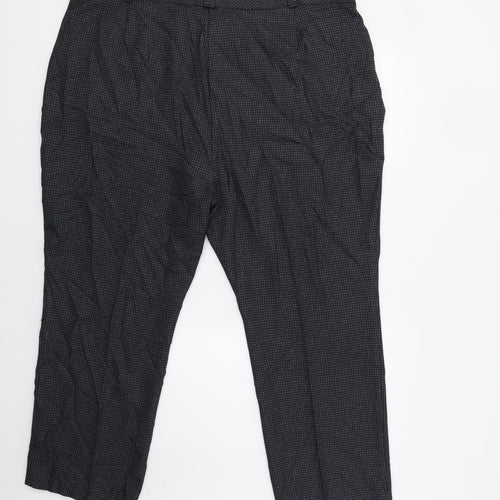 M&S Womens Blue Houndstooth  Dress Pants Trousers Size 24 L27 in