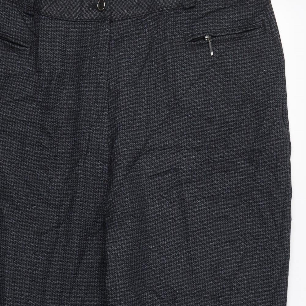 M&S Womens Blue Houndstooth  Dress Pants Trousers Size 24 L27 in