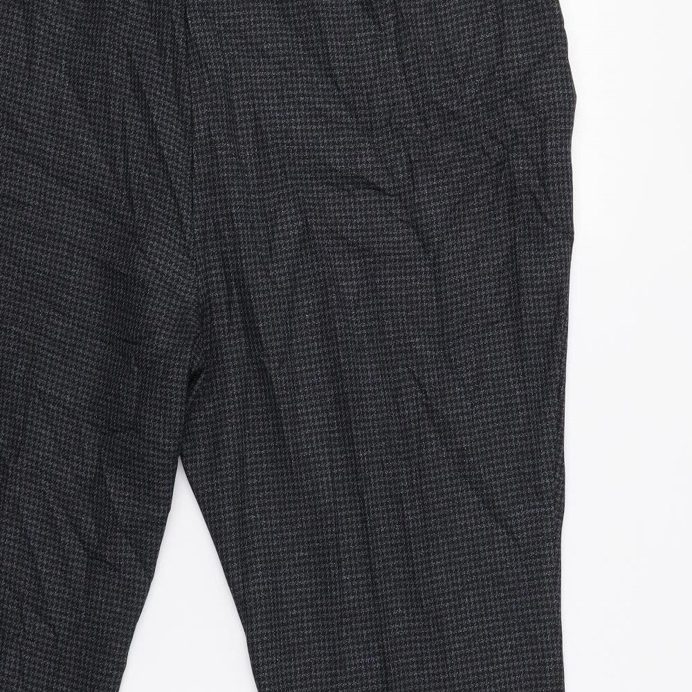 M&S Womens Blue Houndstooth  Dress Pants Trousers Size 24 L27 in