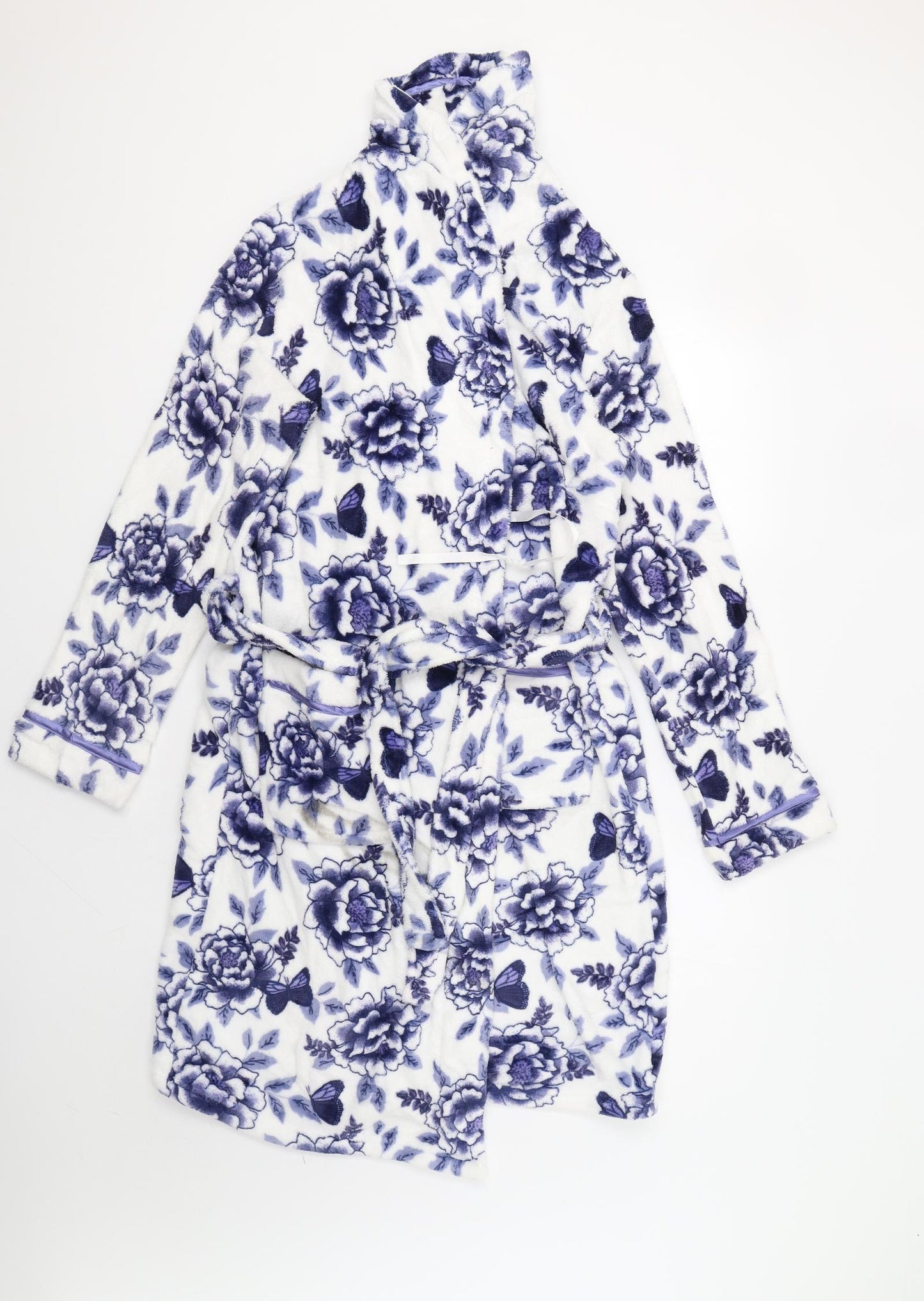 TU Womens White Floral  Kimono Robe Size M
