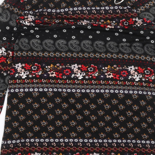 George Womens Black Floral  Basic Blouse Size 8