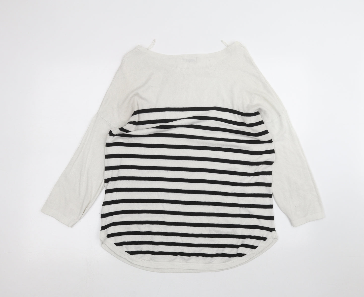 Jaqueline de Yong Womens White Striped  Basic T-Shirt Size M