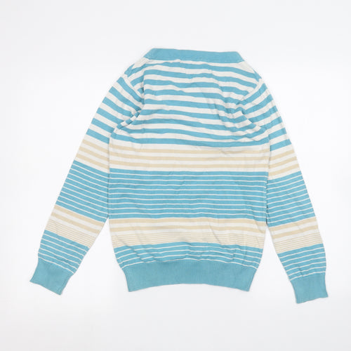 EWM Womens White Striped  Pullover Jumper Size S