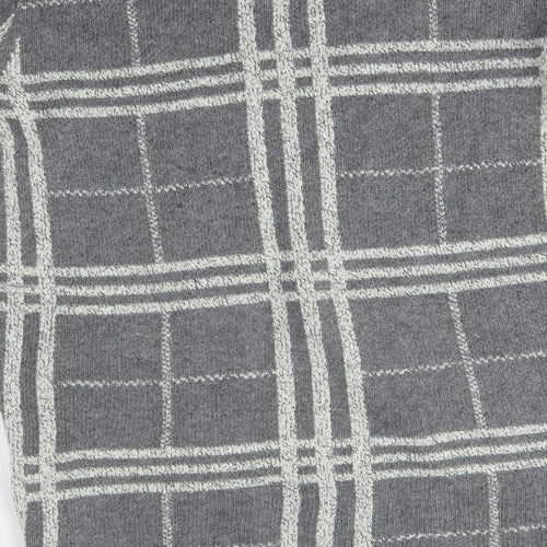 Mia Moda Womens Grey Plaid  Cardigan Jumper Size L