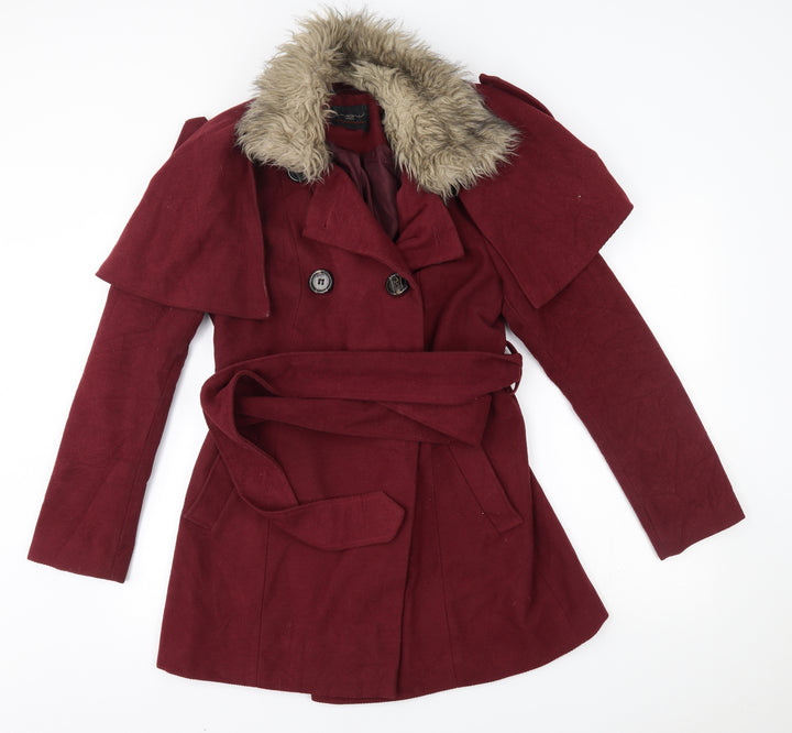 New Look Womens Red   Overcoat Coat Size 12