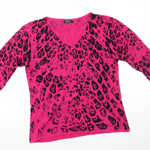 sky designs Womens Pink Animal Print  Pullover Jumper Size 2