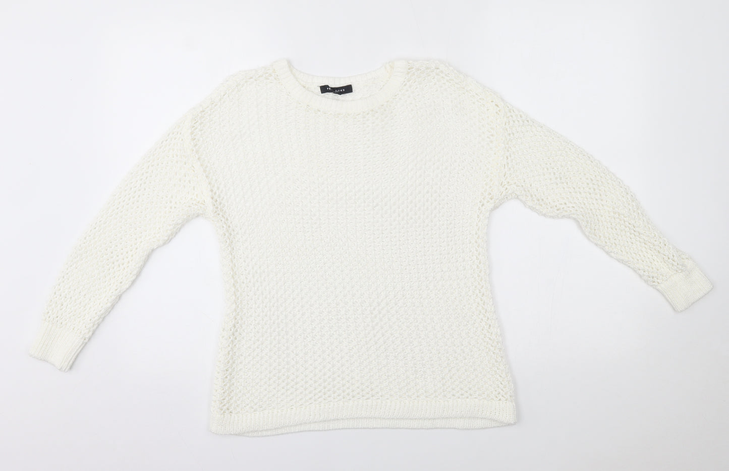 Peacocks Womens White   Pullover Jumper Size S