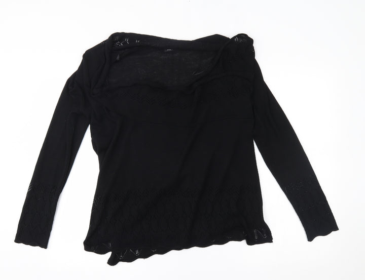 M&Co Womens Black Wrap Jumper Size M