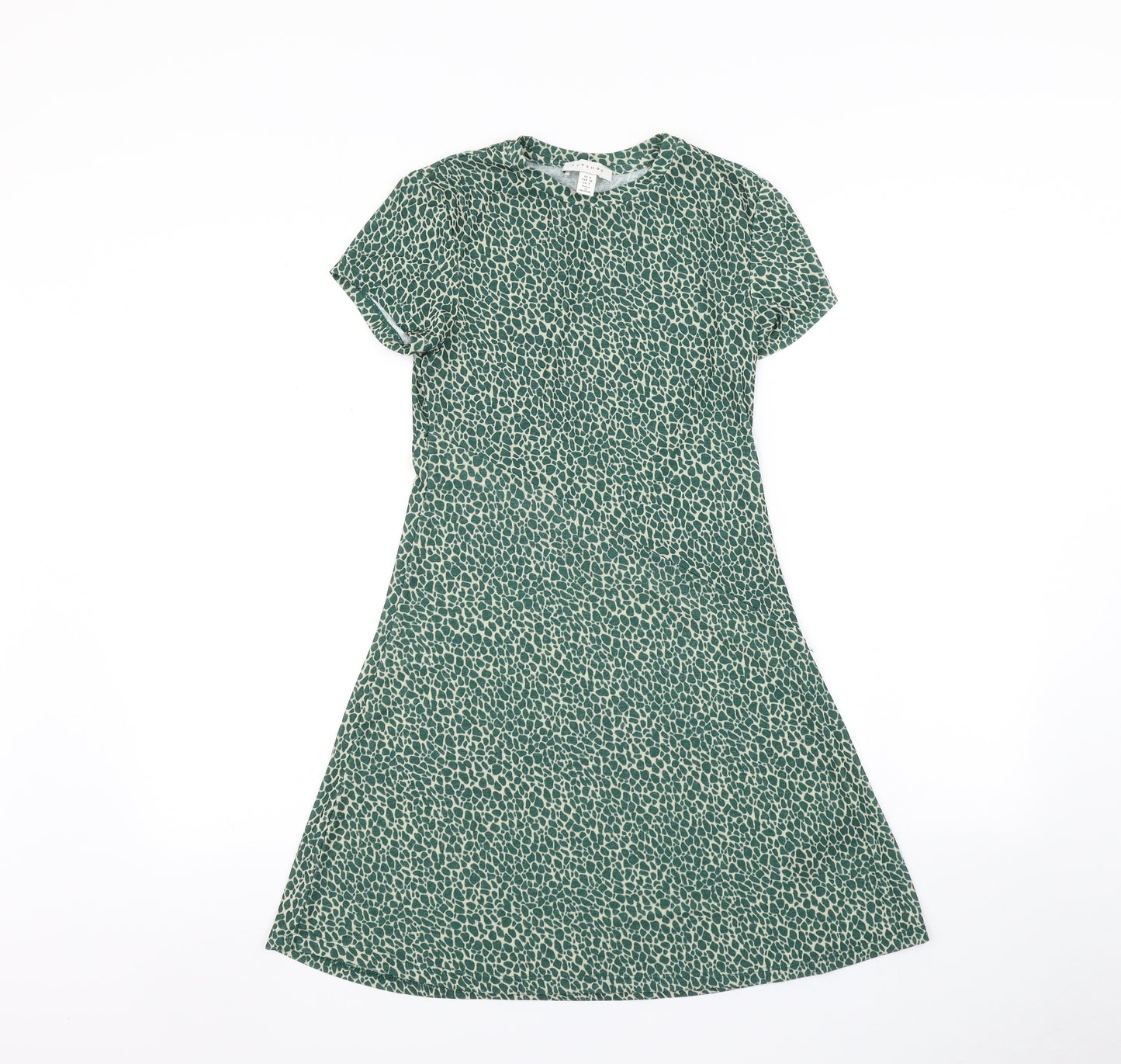 Topshop Womens Green Animal Print  A-Line  Size 8