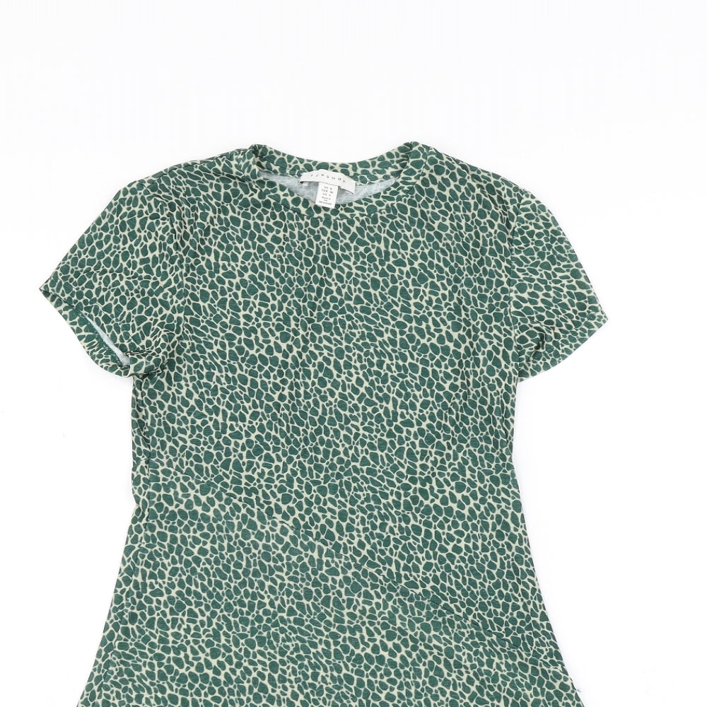 Topshop Womens Green Animal Print  A-Line  Size 8