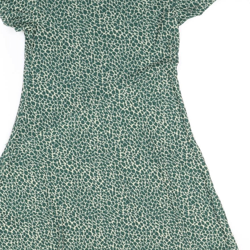 Topshop Womens Green Animal Print  A-Line  Size 8