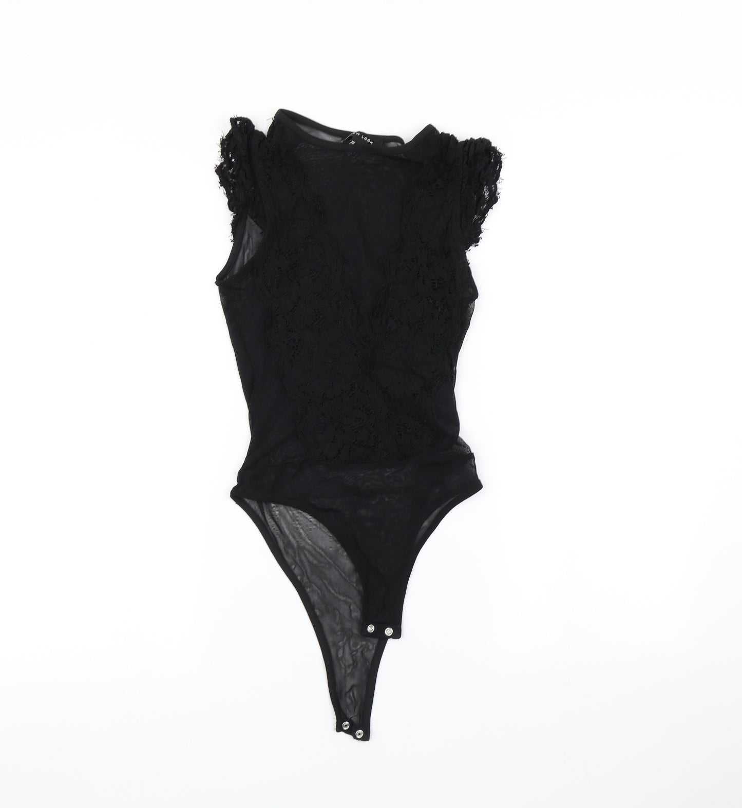 New Look Womens Black   Basic T-Shirt Size 8  - Lace bodysuit