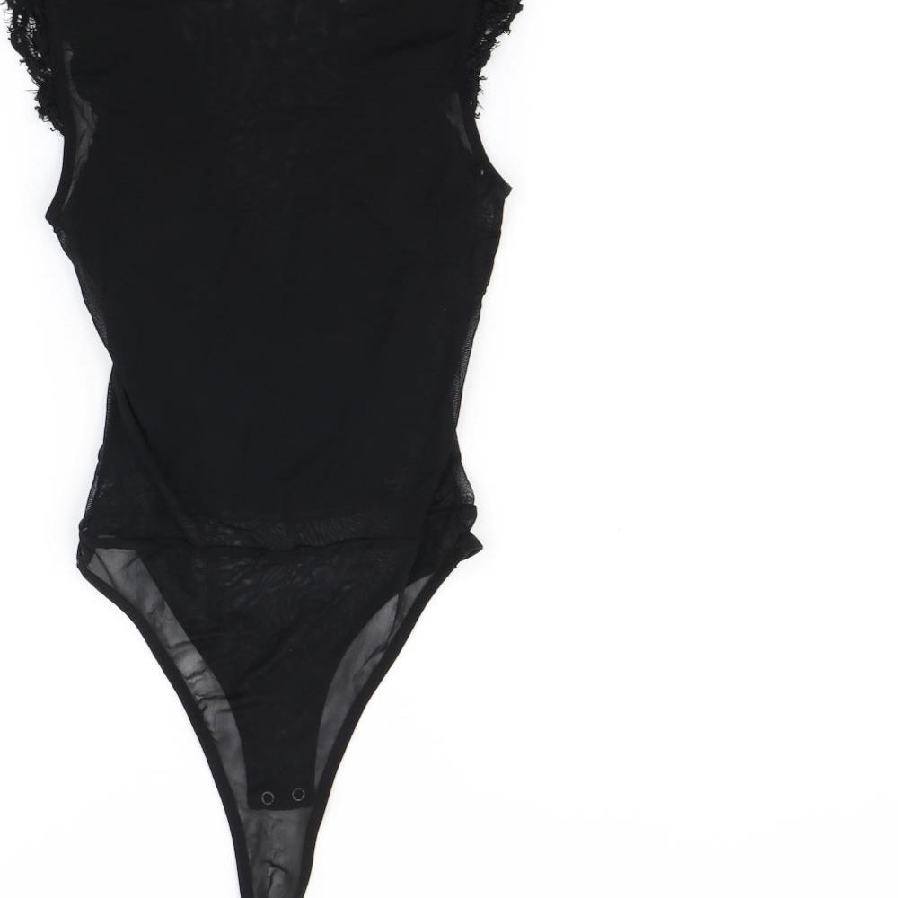 New Look Womens Black   Basic T-Shirt Size 8  - Lace bodysuit