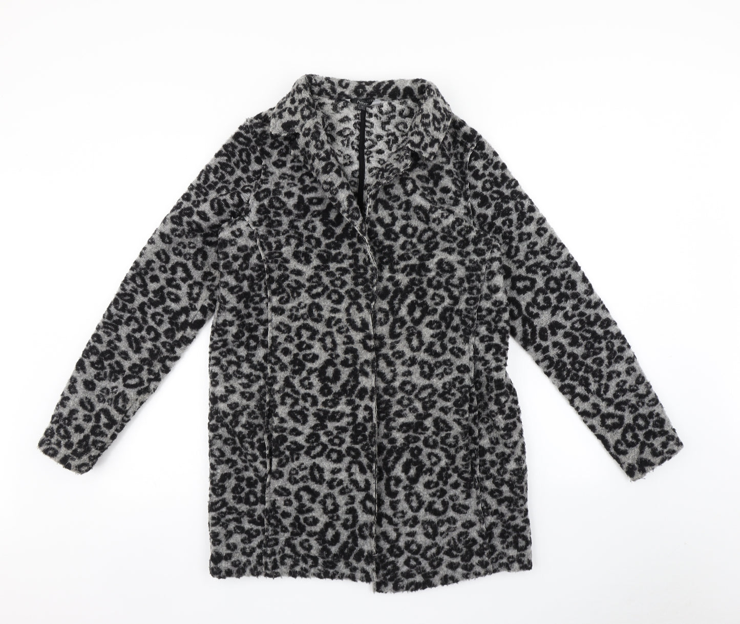 NEXT Womens Grey Animal Print  Overcoat Coat Size 10