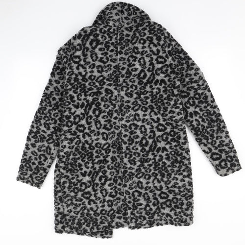 NEXT Womens Grey Animal Print  Overcoat Coat Size 10