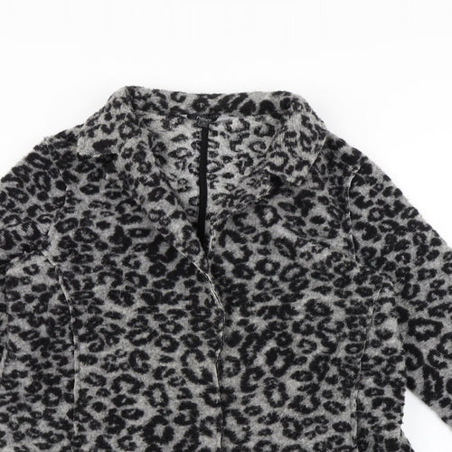 NEXT Womens Grey Animal Print  Overcoat Coat Size 10