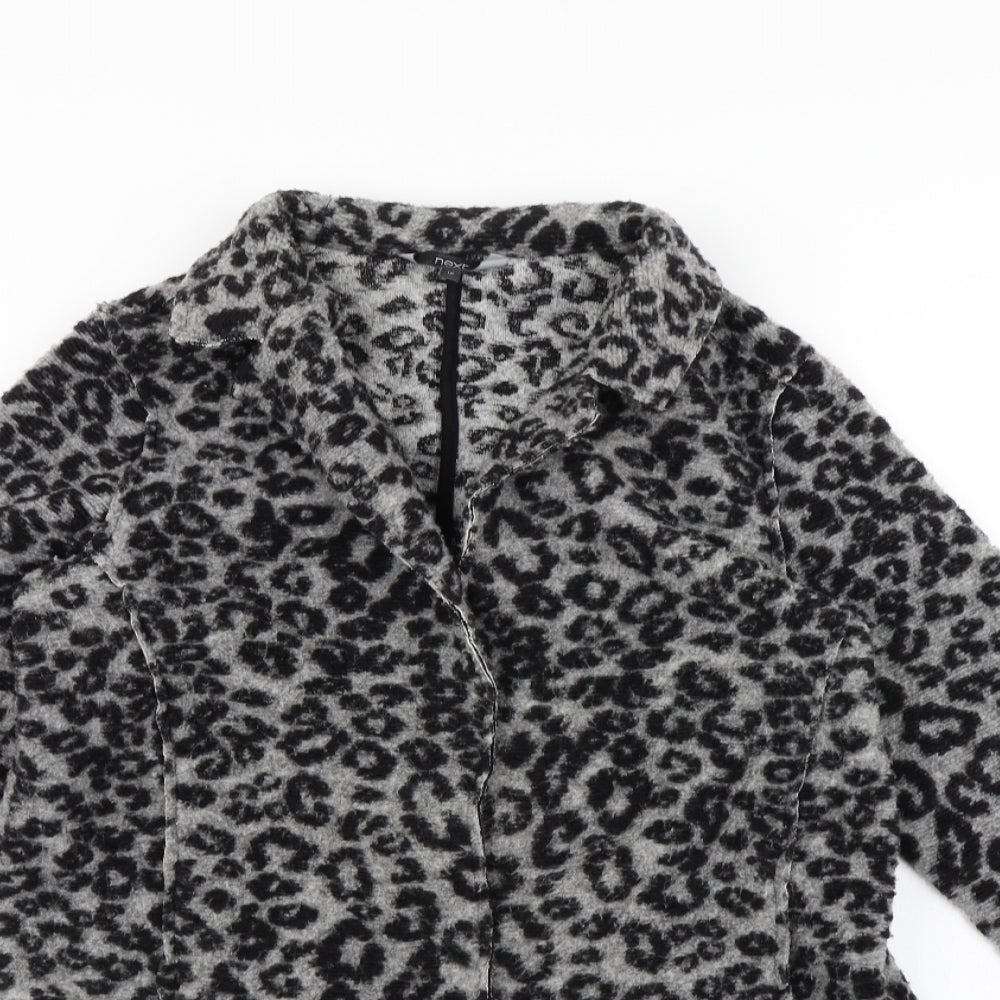 NEXT Womens Grey Animal Print  Overcoat Coat Size 10