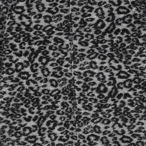 NEXT Womens Grey Animal Print  Overcoat Coat Size 10
