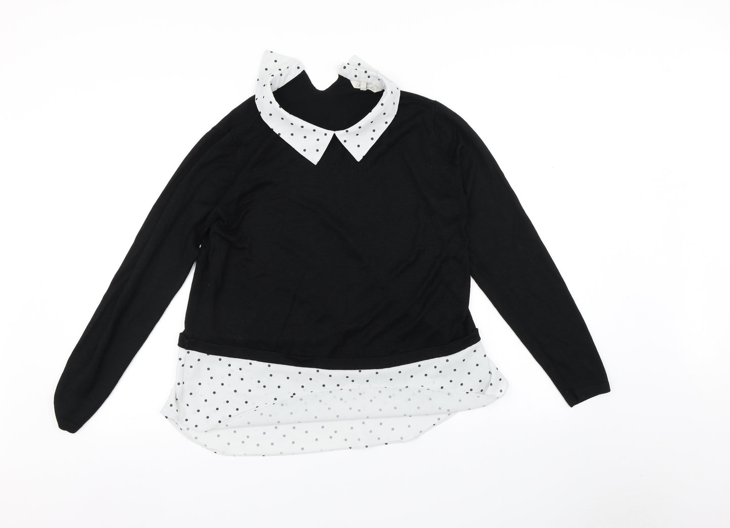 Peacocks Womens Black Polka Dot  Pullover Jumper Size 14