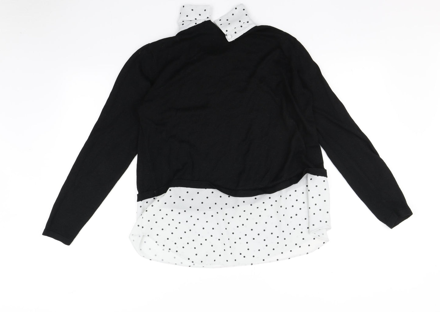 Peacocks Womens Black Polka Dot  Pullover Jumper Size 14