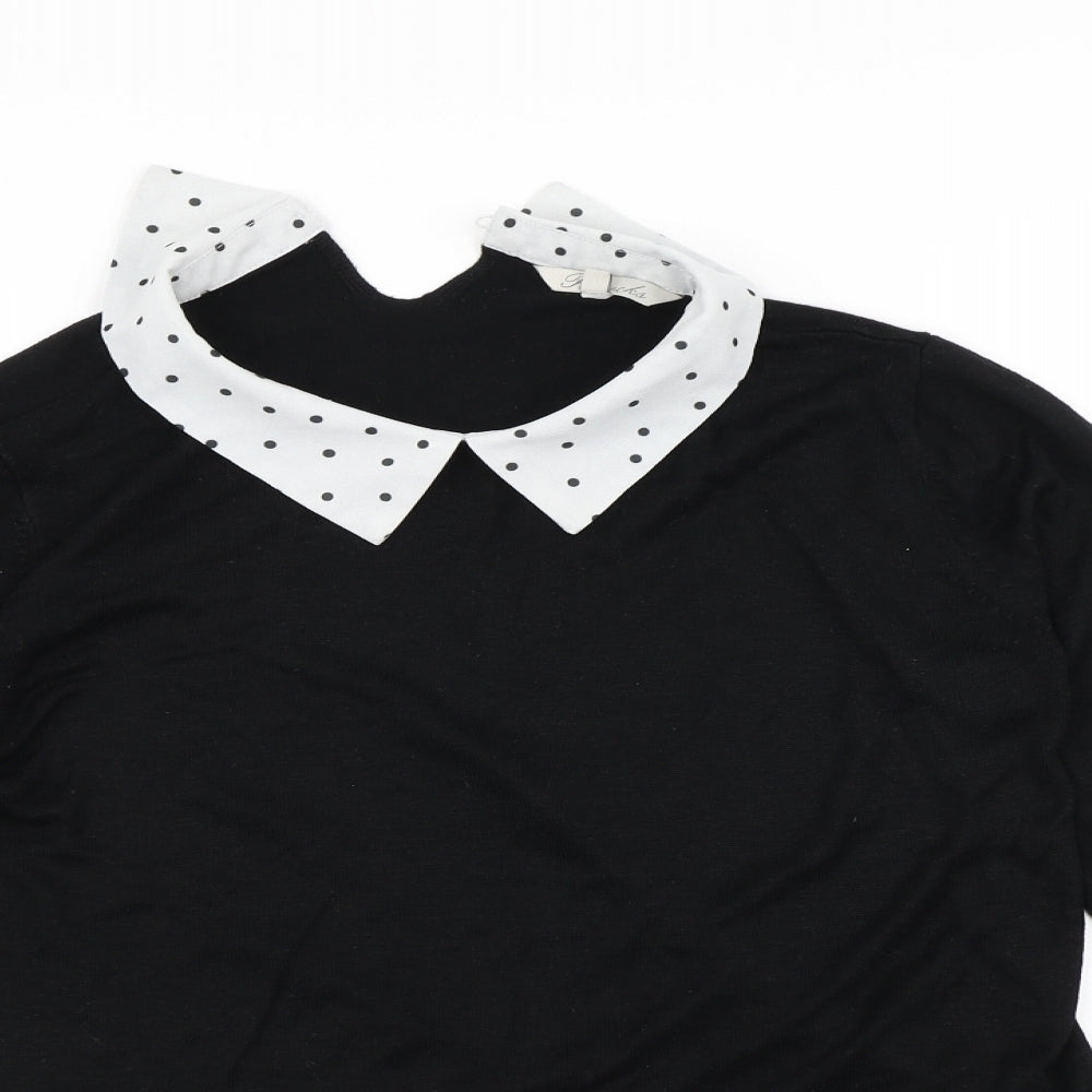 Peacocks Womens Black Polka Dot  Pullover Jumper Size 14