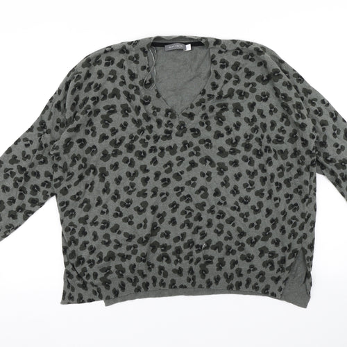 Mint Velvet Womens Green Animal Print  Pullover Jumper Size XL