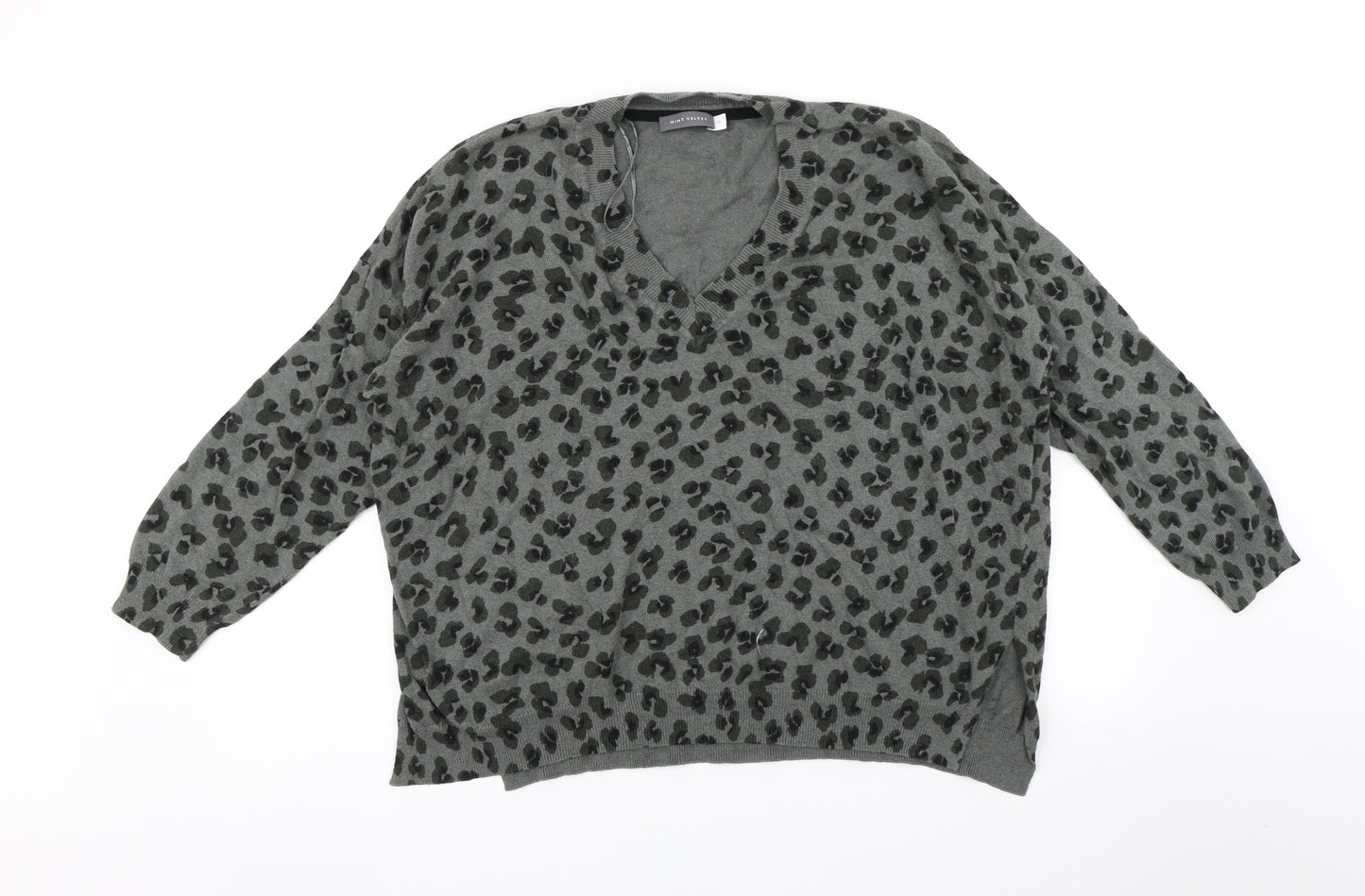 Mint Velvet Womens Green Animal Print  Pullover Jumper Size XL