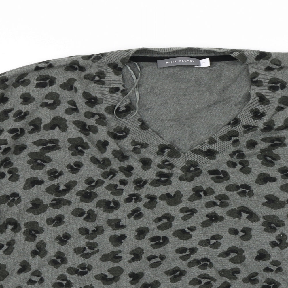 Mint Velvet Womens Green Animal Print  Pullover Jumper Size XL
