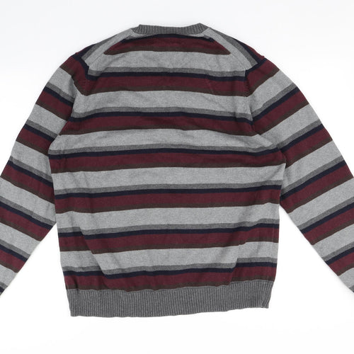Cotton Mens Multicoloured Striped  Pullover Jumper Size L