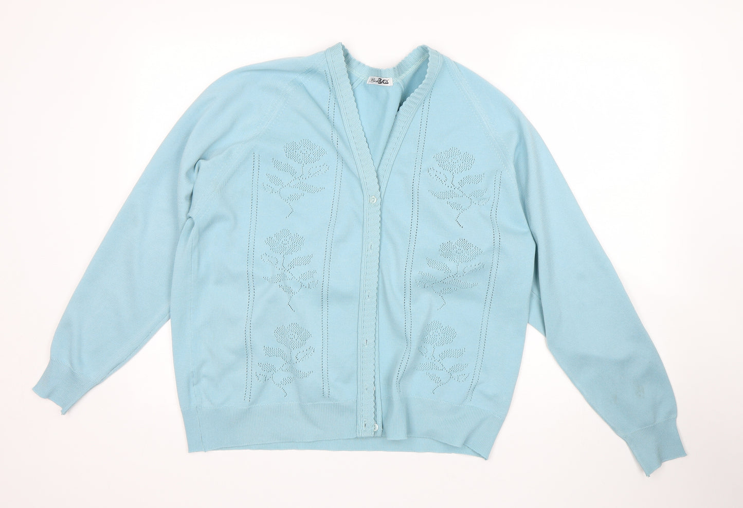 Berkertex Womens Blue Floral  Cardigan Jumper Size 16