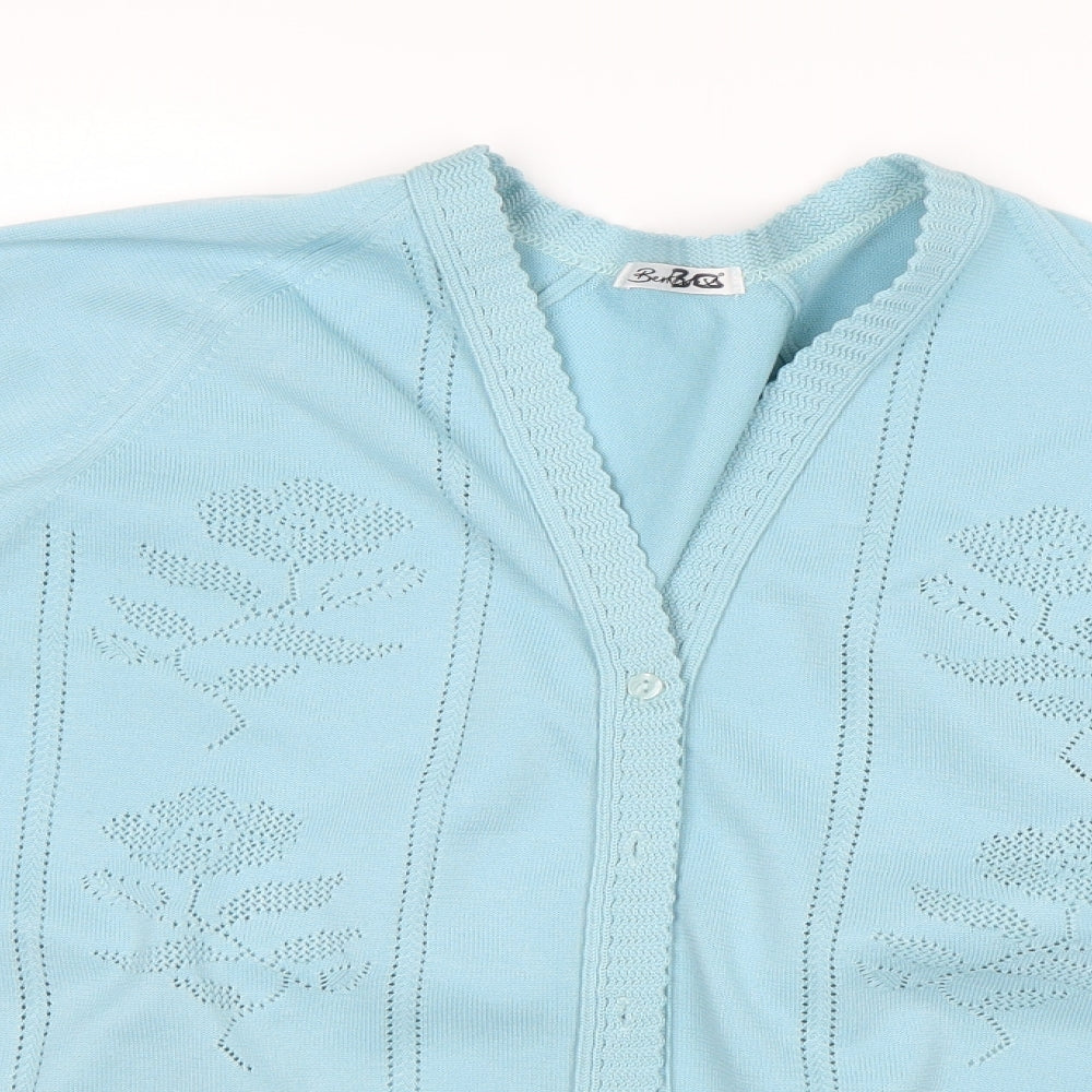 Berkertex Womens Blue Floral  Cardigan Jumper Size 16
