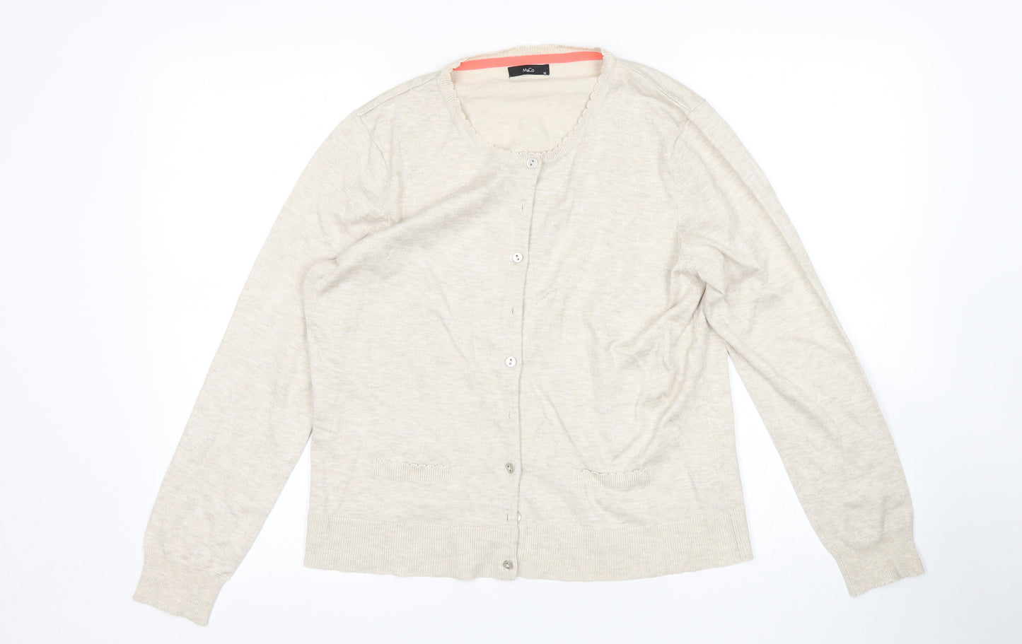 M&Co Womens Beige   Cardigan Jumper Size 16