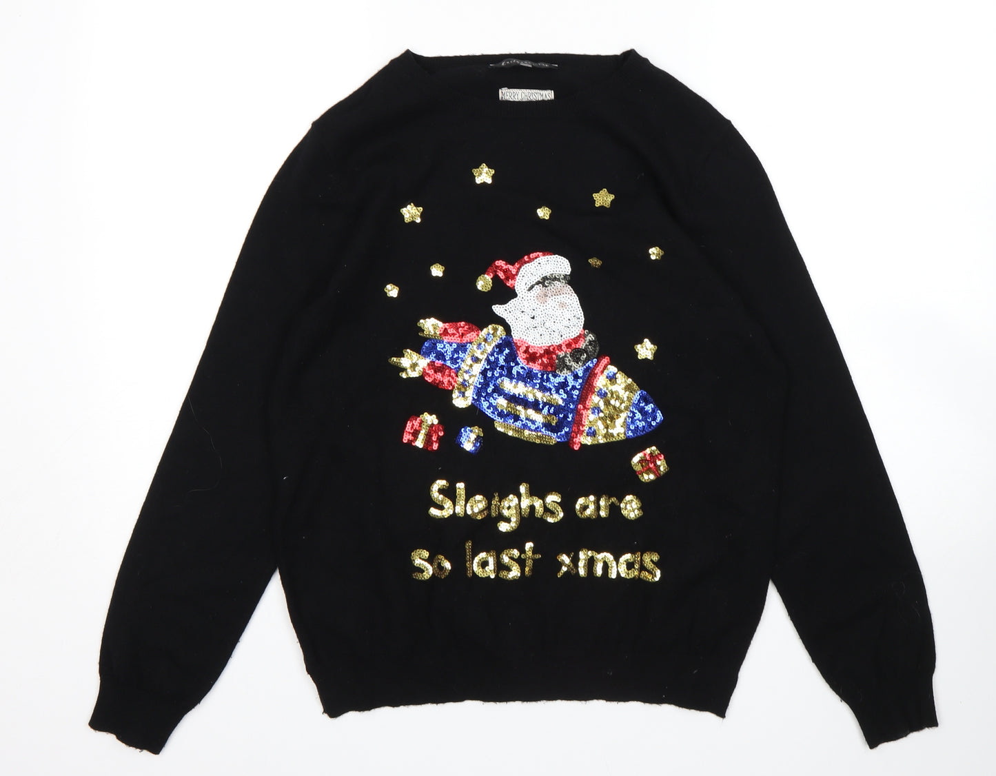 F&F Womens Black   Pullover Jumper Size 14  - Christmas