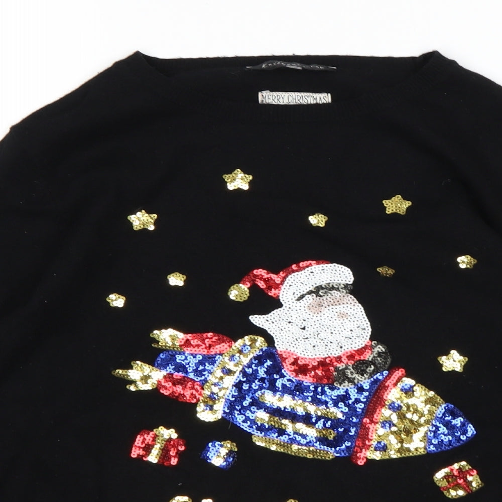 F&F Womens Black   Pullover Jumper Size 14  - Christmas