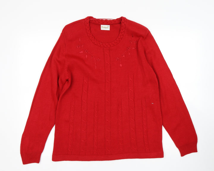 Roman Womens Red Pullover Jumper Size S