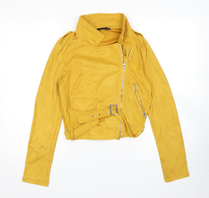PRETTYLITTLETHING Womens Yellow   Bomber Jacket Jacket Size 6