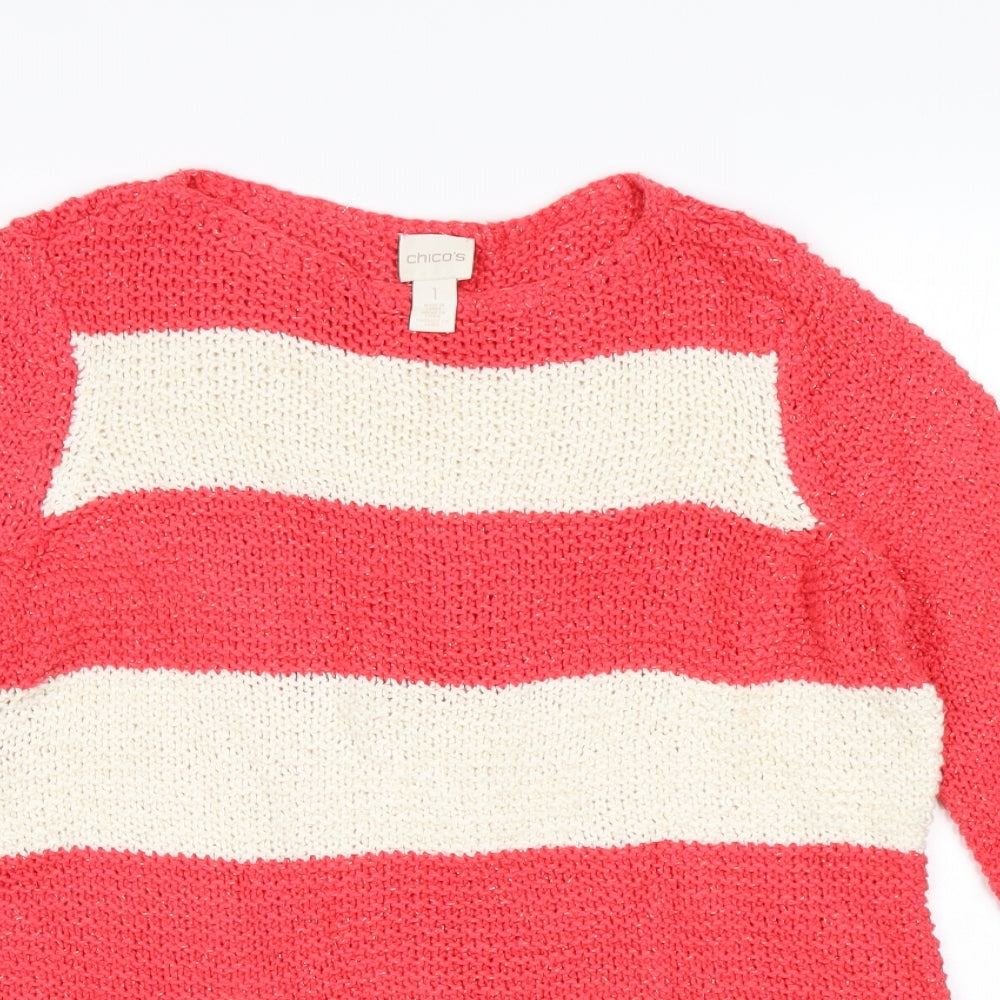 Chicos Womens Multicoloured Striped  Pullover Jumper Size XS