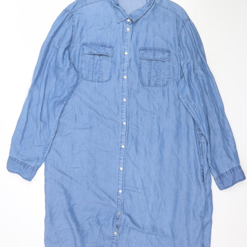 Peacocks Womens Blue  Denim Shirt Dress  Size 20