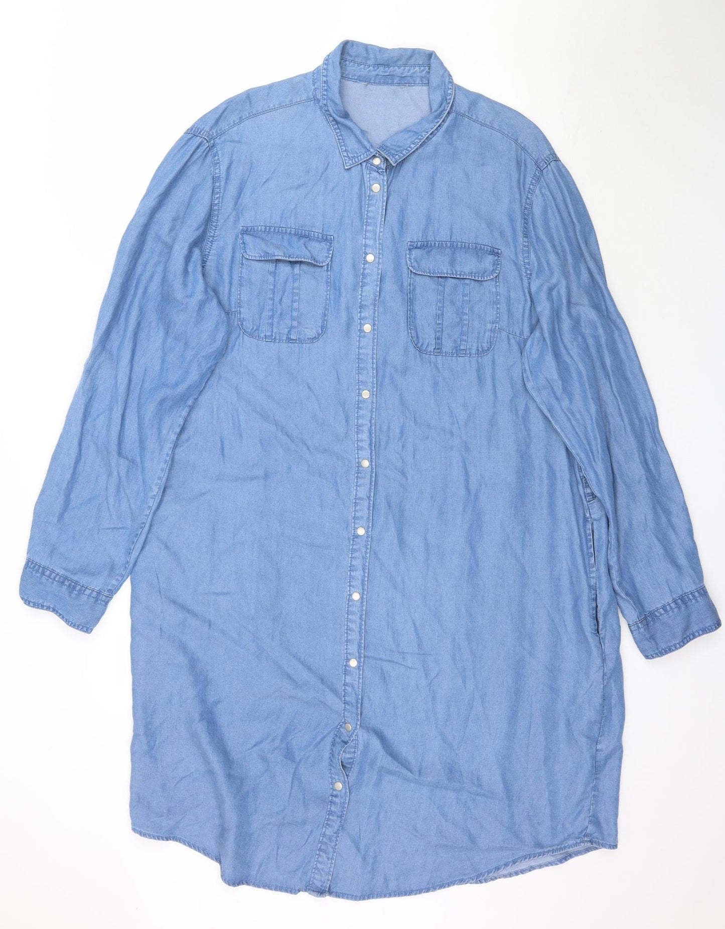 Peacocks Womens Blue  Denim Shirt Dress  Size 20