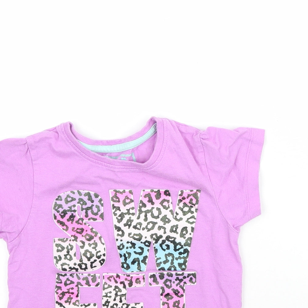 Young Dimension Girls Purple   Basic T-Shirt Size 6-7 Years  - Sweet