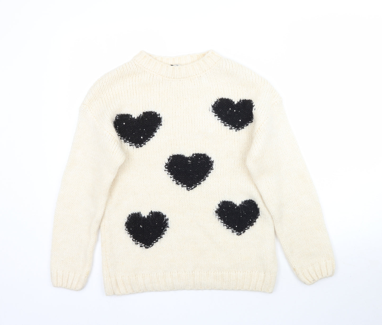 George Womens Ivory  Knit Pullover Jumper Size S  - Love Heart