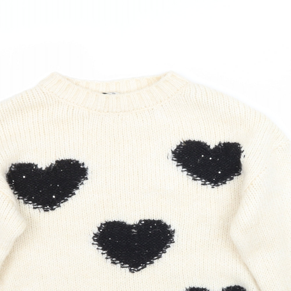 George Womens Ivory  Knit Pullover Jumper Size S  - Love Heart